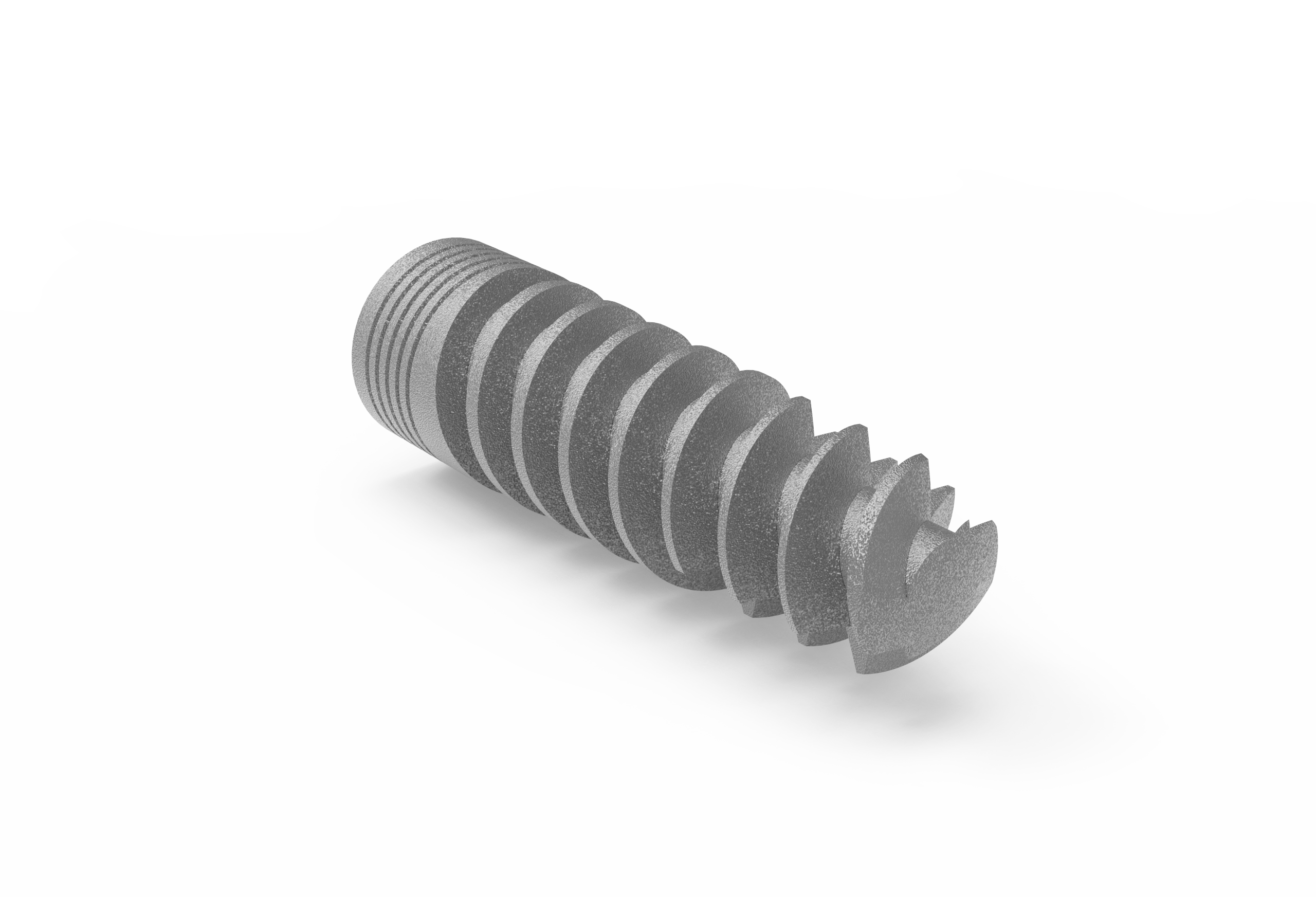 Implante espiral dental autorroscante para carga inmediata — detalle de la rosca del implante Load-Now